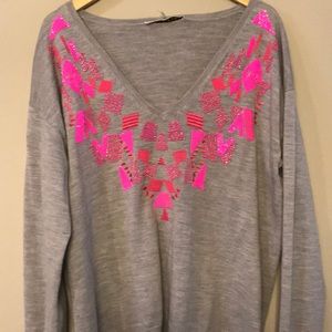 Trina Turk Embroidered and Sequined Sweater